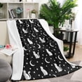 thumbnail image 1 of Black White Cat Moon Star Pattern Blanket,Comfortable Soft Flannel Throw Blanket,All Season,Warm Lightweight Blankets for Sofa Bed Couch Living Room Chair,60"x80", 1 of 4