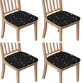thumbnail image 1 of Black White Cat Moon Star Pattern Seat Covers for Dining Room Chairs Set Of 4,Stretch Printed Washable Chair Seat Cover with Elastic Ties and Button,Removable Waterproof Couch Cushion Covers, 1 of 6