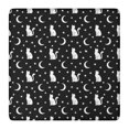 thumbnail image 1 of Black White Cat Moon Star Pattern Square Fitted Tablecloth with Elastic Edge,Square Table Cover,Washable Elastic Table Cover for Home Kitchen Party Decor 36"x36", 1 of 6
