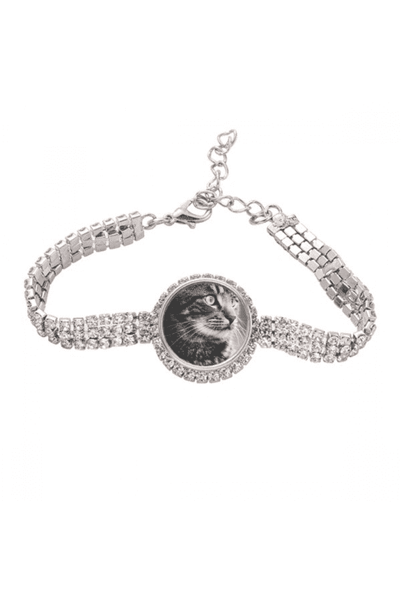 Black White Cat Profile  Animal Tennis Chain Anklet Bracelet Diamond Jewelry