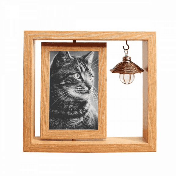 Black White Cat Profile  Animal Wooden Rotating Picture Photo Frame 4x6