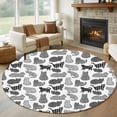 thumbnail image 1 of Black White Cat Round Area Rug 7Ft Washable Circle Rugs for Dorm Laundry Room, Modern Striped Geometric Abstract Non-Slip Carpet Floor Mats Indoor Outdoor Carpet Runner Aesthetic Home Decor, 1 of 8
