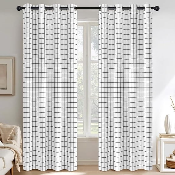 Black And White Check Curtains For Bedroom, Lodge Rustic Tartan Blackout Curtains Living Room Decor, Country Plaid Thermal Insulated Grommet Drapes & Home Decor 42"W x 63"L (Pack of 2)