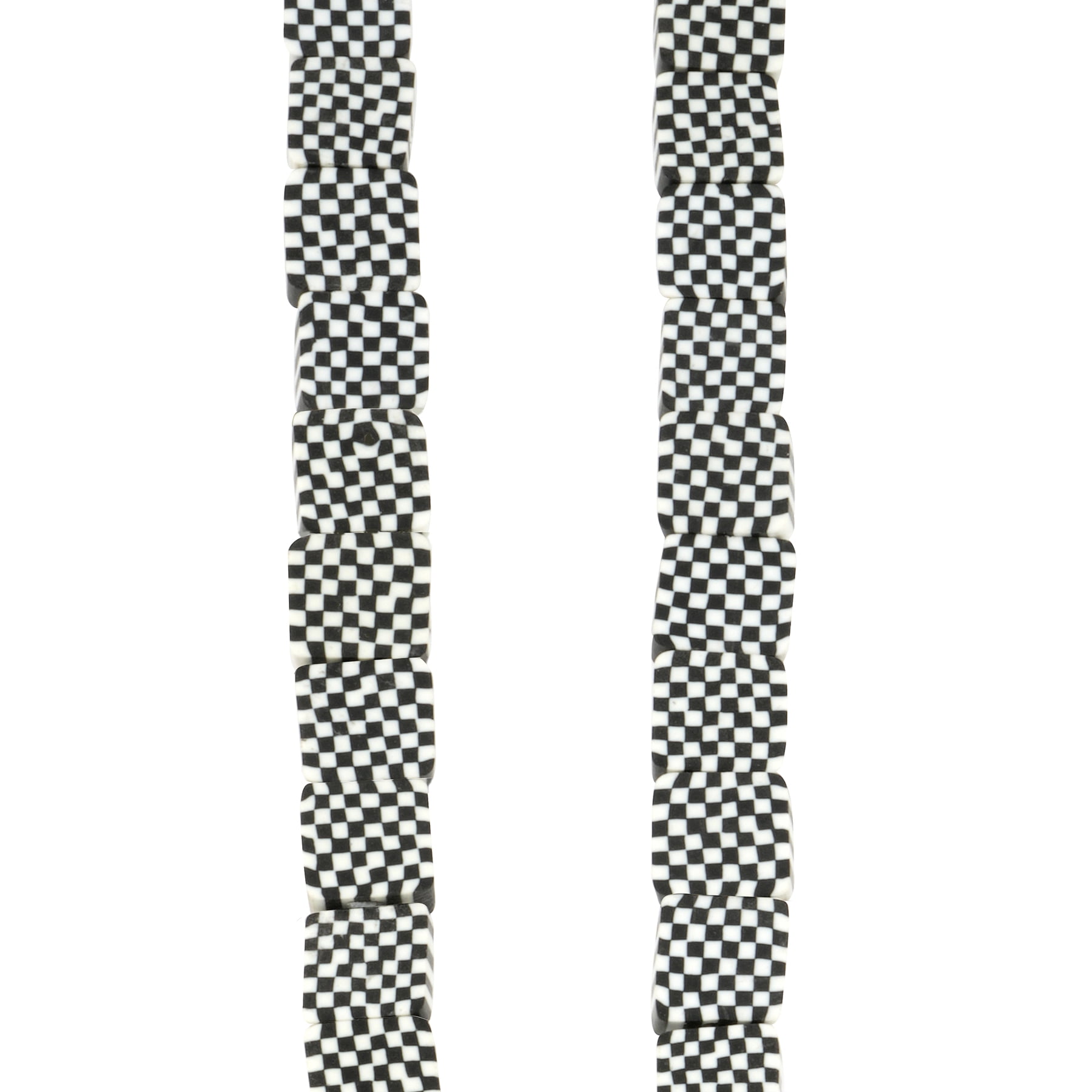 Black & White Checker Clay Square Beads by Bead Landing – Handmade Polymer Clay Beads in 7.5mm to 9mm Diameter - DIY Jewelry Projects with 40" String Length - 12 Pack
