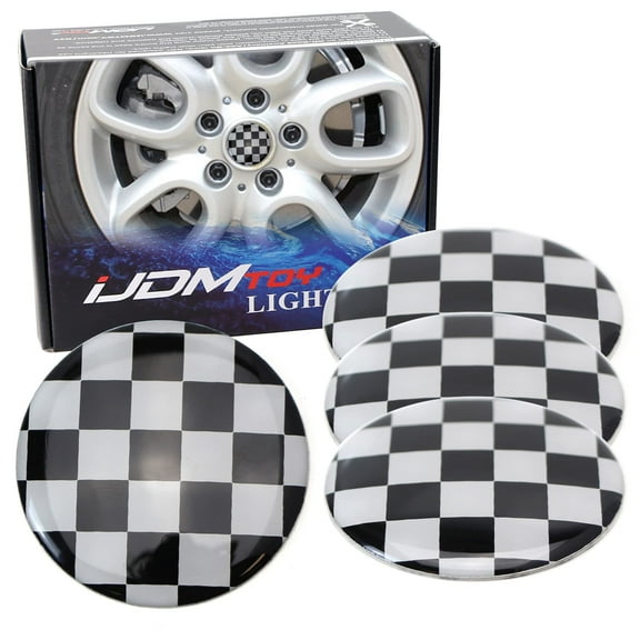 Black/White Checker Pattern Style Wheel Center Cap Covers For Mini Coopers R50 R51 R52 R53 R55 R56 R57 R58 R59 R60 R61 F55 F56, etc