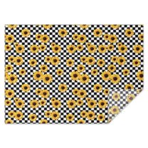 Black White Checker Sunflower Pattern Rectangle Tablecloth 60"x84",Waterproof Polyester Rectangle Table Cloth, Wipeable Spillproof Polyester Tablecloth for Dining, Camping, Indoor and Outdoor