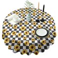 thumbnail image 1 of Black White Checker Sunflower Pattern Round Tablecloth 60"x60",Wrinkle Wipeable Table Cloth for Kitchen Dining Room Picnic Patio Party, 1 of 6