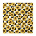 thumbnail image 1 of Black White Checker Sunflower Pattern Square Fitted Tablecloth with Elastic Edge,Square Table Cover,Washable Elastic Table Cover for Home Kitchen Party Decor 34"x34", 1 of 6