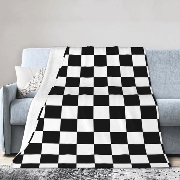 Black White Checkerboard Blanket Gift Throw Blanket Geometric Racing Pattern Gift for Teens Game Room Home Decor 50x40