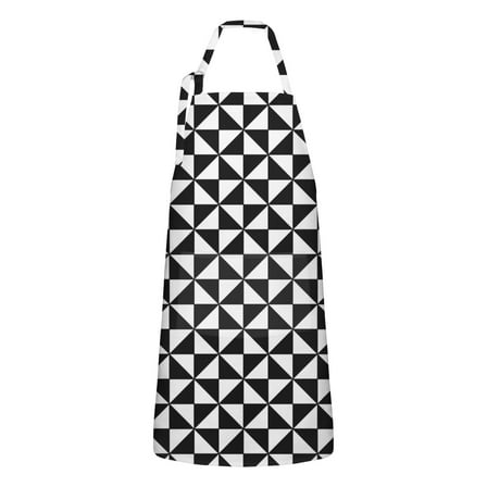 Black White Checkerboard Checkered Pattern Apron-Garden Aprons for Women with Pockets-Cotton Linen Waterproof Kitchen Cooking Gardening Aprons Adjustable for Kitchen,Cooking,BBQ and Salon 33x27 Inch