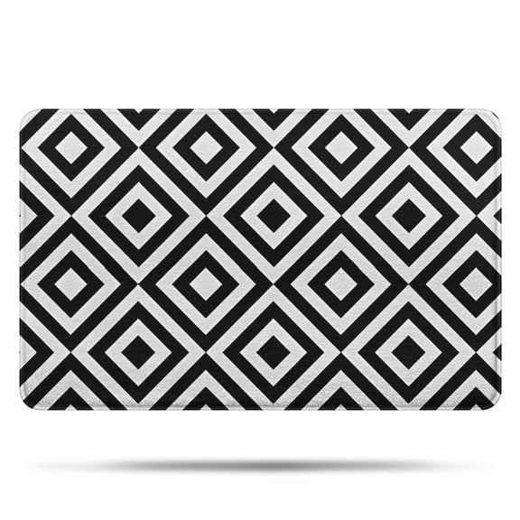 Black White Checkerboard Checkered Pattern Bathroom Rugs Mat,Non Slip Microfiber Bathroom Rug,Rubber Backing,Soft Bathroom Mats for Bathroom Floor,Tub and Shower,20x32in(50x80cm)