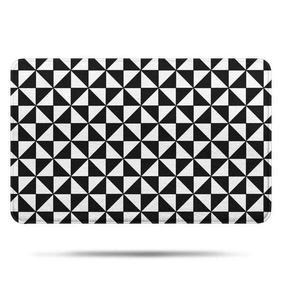 Black White Checkerboard Checkered Pattern Bathroom Rugs Mat,Non Slip Microfiber Bathroom Rug,Rubber Backing,Soft Bathroom Mats for Bathroom Floor,Tub and Shower,17x27in(43x68cm)