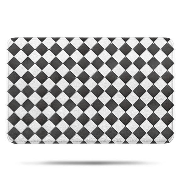 Black and White Checkerboard Checkered Pattern Bathroom Rugs Mat,Non Slip Microfiber Bathroom Rug,Rubber Backing,Soft Bathroom Mats for Bathroom Floor,Tub and Shower,17x27in(43x68cm)