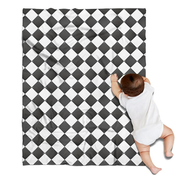 Black and White Checkerboard Checkered Pattern Blanket,Comfortable Soft Flannel Throw Blanket,All Season,Warm Lightweight Blankets for Sofa Bed Couch Living Room Chair,30"x40"
