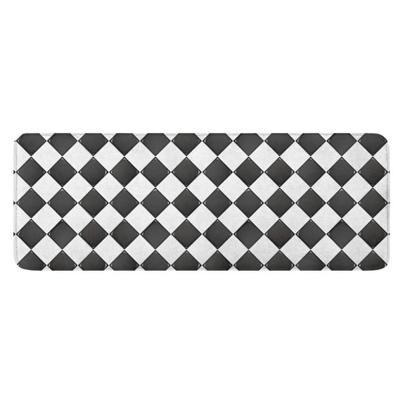 Black and White Checkerboard Checkered Pattern Kitchen Rug Mat,Kitchen Runner Rugs Non Skid Washable,Decorative Kitchen Floor Mats for Kitchen,Sink,Laundry,17"x47.2"