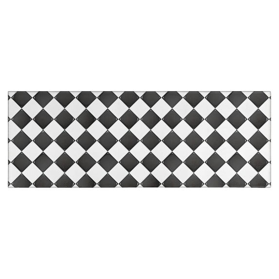 Black and White Checkerboard Checkered Pattern Kitchen Rug Mat,Kitchen Runner Rugs Non Skid Washable,Decorative Kitchen Floor Mats for Kitchen,Sink,Laundry,17"X47"