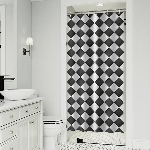 Black and White Checkerboard Checkered Pattern Shower Curtain 36"x72" ,Bathroom Decorative Shower Curtains Set with 12 Hooks,Modern Waterproof Washable Shower Curtain