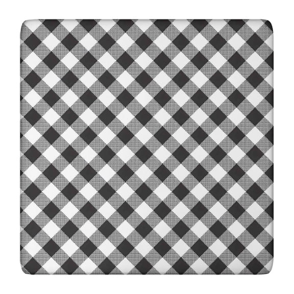 Black White Checkerboard Checkered Pattern Square Fitted Tablecloth with Elastic Edge,Square Table Cover,Washable Elastic Table Cover for Home Kitchen Party Decor 36"x36"