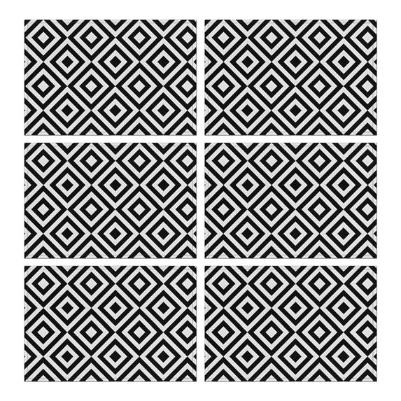 Black White Checkerboard Checkered Pattern Summer Placemats Table Placemats Set Of 6-Linen Kitchen Washable Placemats Table Mats 11.8"x17.7" Non-Slip Heat Resistant