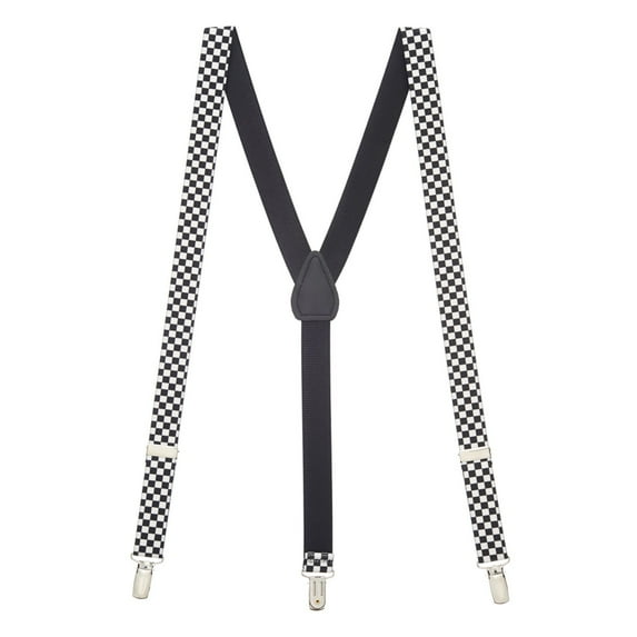 Black White Checkerboard Suspenders One Size