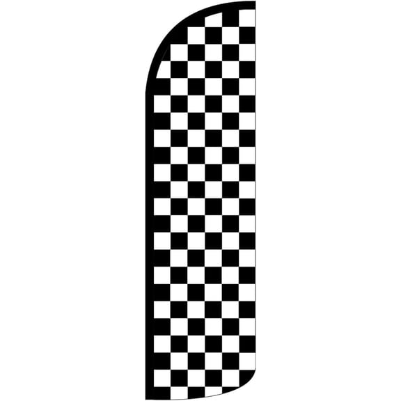 "Black/White Checkered" 12foot KING SIZE (WINDLESS) Swooper Flag (Flag )