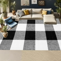 Black White Checkered Area Rug Modern Check Rug Room Decor Versatile Rug For Bed Room, Living Room, Dining Room, Backyard-Suitable For Multiple Spaces 2x3ft