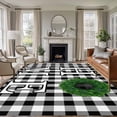 thumbnail image 1 of Black White Checkered Area Rugs 5'x7', Washable Small Throw Rugs for Laundry Room Playroom, Farmhouse Buffalo Plaid Botanical Indoor Outdoor Rug Non-Slip Low Pile Carpet Runner Reversible Floor Mats, 1 of 8