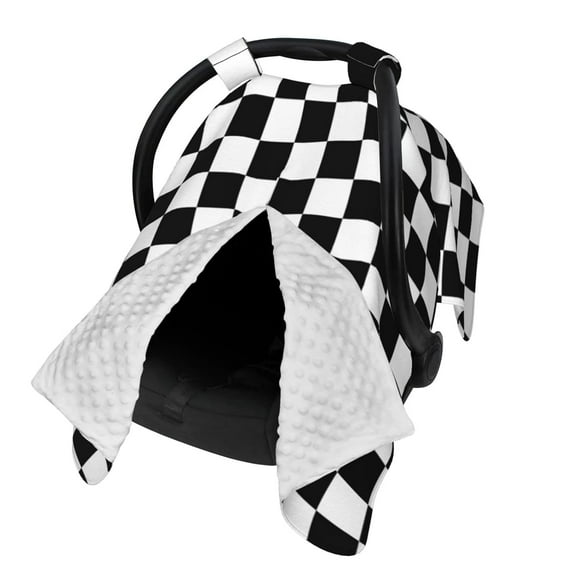 Black White Checkered Baby Car Seat Canopy Cover Multi Use Nursing Cover for Newborn Car Seat Canopy Mom Nursing Breastfeeding Covers Newborn Shower Gift