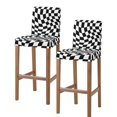 thumbnail image 1 of Black and White Checkered Bar Stool Covers Set of 2, Modern Irregular Geometric Stretch Washable Bar Chair Covers with Backs, Removable Pub Counter Height Chair Cover for Kitchen Dining Room Cafe, 1 of 7