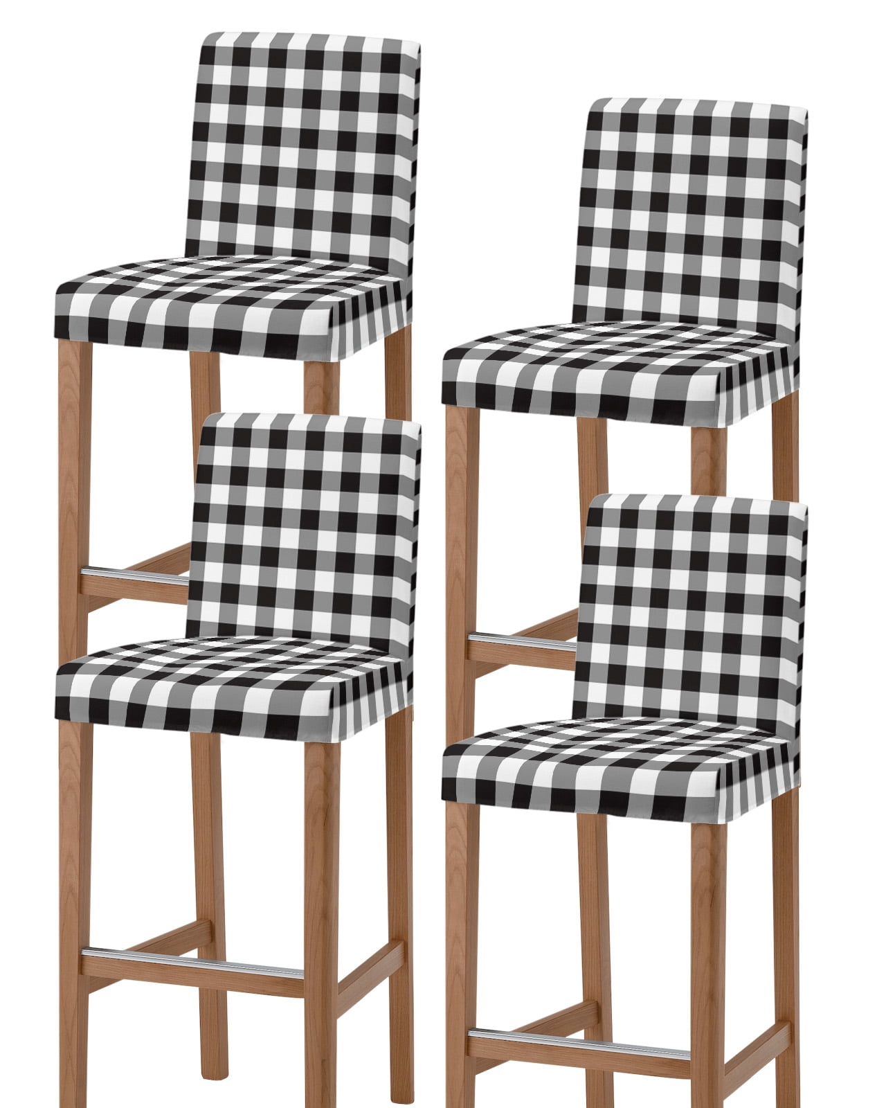 Black and White Checkered Bar Stool Covers Set of 4, Farmhouse Buffalo ...