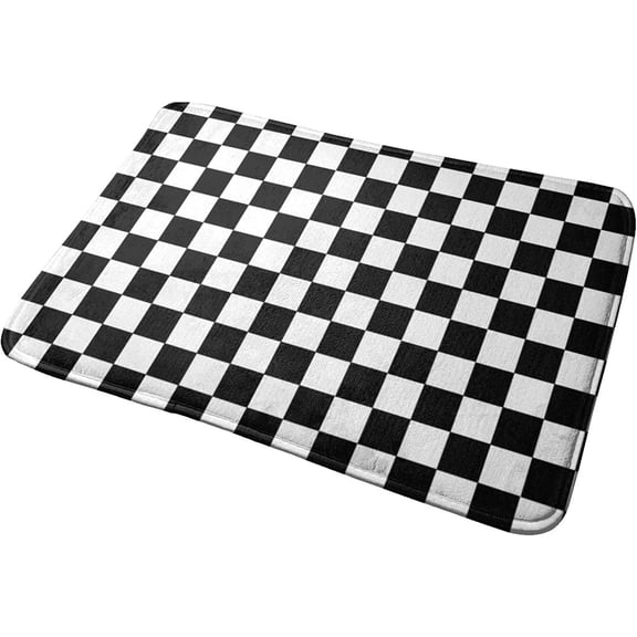 Black White Checkered Bath Mats Carpet 15.75x23.62 Inch Bathroom Rugs Funny Bathroom Decor Cute Plush Cozy Velvet Bathtub Mat \u200bWater Absorbent Non Slip Bath Mat