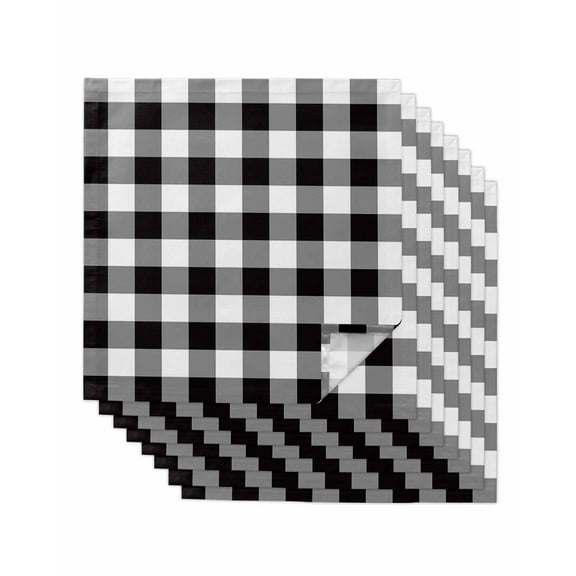 Black and White Checkered Cloth Napkins Washable Set of 8, Farmhouse Buffalo Plaid Reusable Dinner Table Napkins Cloth Bulk for Weddings Kitchen Restaurants Hotel Events Parties 20 x 20 Inch