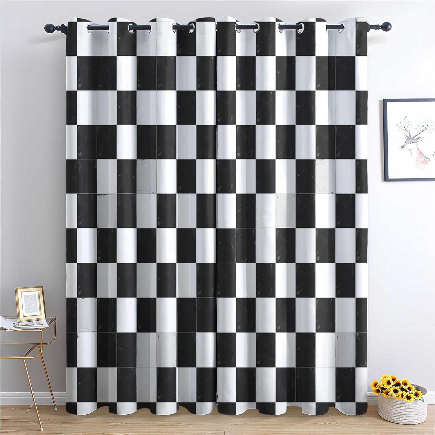 Stunning Black And White Checkered Curtains Photos