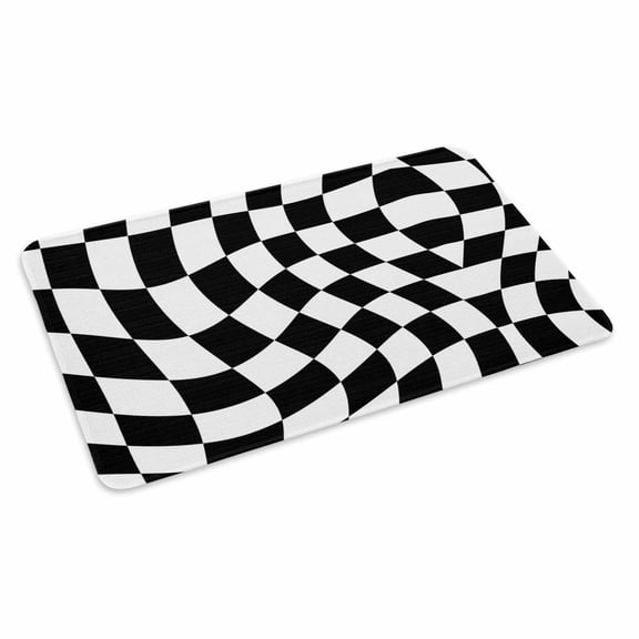 Black and White Checkered Doormat Outdoor Entrance 24"x36", Modern Irregular Geometric Absorb Moisture Dirt Door Mats, Non-Slip Rubber Backing Floor Mats Indoor, Low-Profile Front Door Rugs