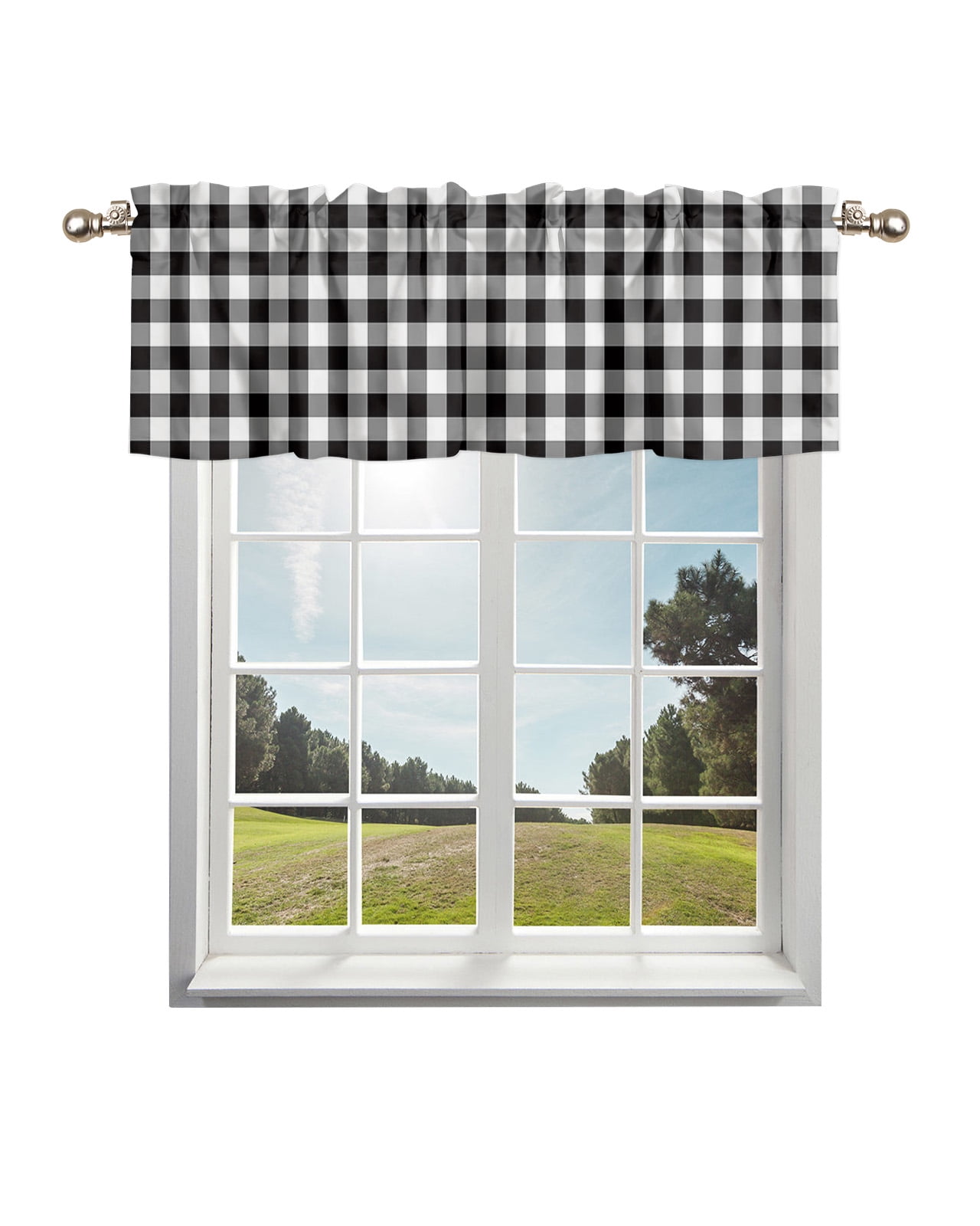 Black and White Checkered Kitchen Curtain Valances for Windows ...