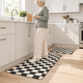 Check Floor Rug Black White Checkered Kitchen Mat Set of 2, Cushioned Non-Slip Floor ...