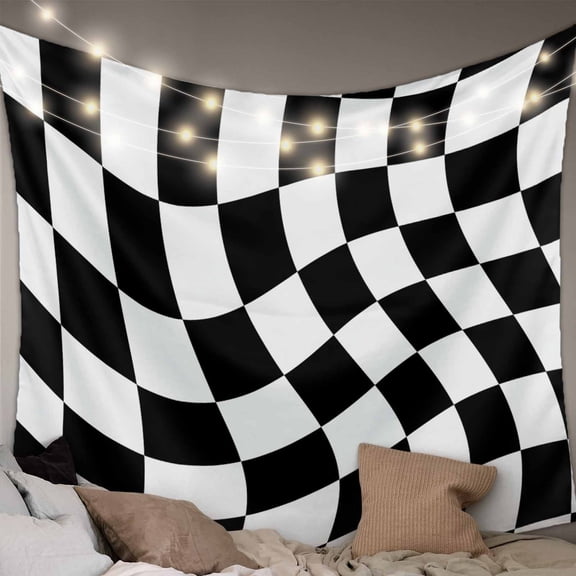 Black and White Checkered Large Tapestry for Bedroom Wall Hanging Tapestry, Modern Irregular Geometric Ceiling Backdrop Tapestries Poster Blanket Wall Decor for Teens Room Living Room Dorm 100" x 59"
