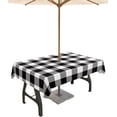 thumbnail image 1 of Black and White Checkered Outdoor Tablecloth - 60x84 Inch Rectangle Dining Table Cover, Farmhouse Buffalo Plaid Waterproof Outdoor Table Cloth with Umbrella Hole & Zipper for Picnic/Patio/Party, 1 of 6