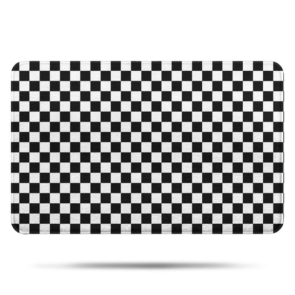 Black White Checkered Pattern Bathroom Rugs Mat,Non Slip Microfiber Bathroom Rug,Rubber Backing,Soft Bathroom Mats for Bathroom Floor,Tub and Shower,17x27in(43x68cm)