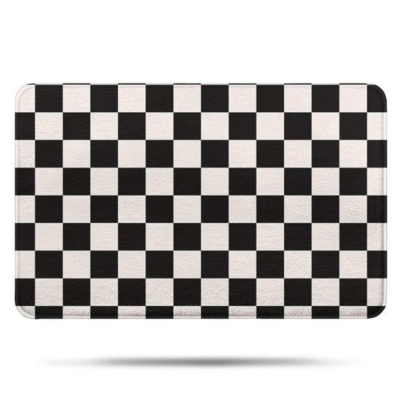 Black and White Checkered Pattern Bathroom Rugs Mat,Non Slip Microfiber Bathroom Rug,Rubber Backing,Soft Bathroom Mats for Bathroom Floor,Tub and Shower,17x27in(43x68cm)
