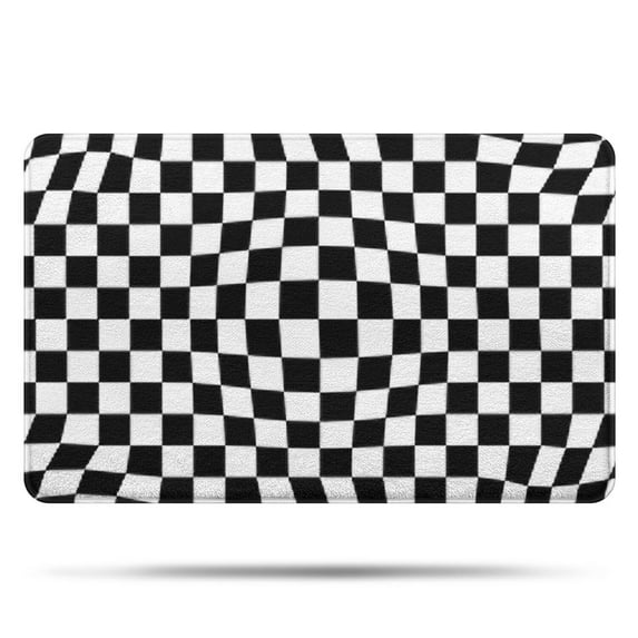 Black and White Checkered Pattern Bathroom Rugs Mat,Non Slip Microfiber Bathroom Rug,Rubber Backing,Soft Bathroom Mats for Bathroom Floor,Tub and Shower,20x32in(50x80cm)