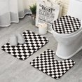 thumbnail image 1 of Black and White Checkered Pattern Bathroom Rugs Sets 3 Piece,Toilet Cover Set,Absorbent Non Slip Bathroom Mats Sets with U-Shaped Contour Rug Toilet Rug Set, 1 of 5