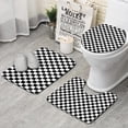 thumbnail image 1 of Black and White Checkered Pattern Bathroom Rugs Sets 3 Piece,Toilet Cover Set,Absorbent Non Slip Bathroom Mats Sets with U-Shaped Contour Rug Toilet Rug Set, 1 of 5