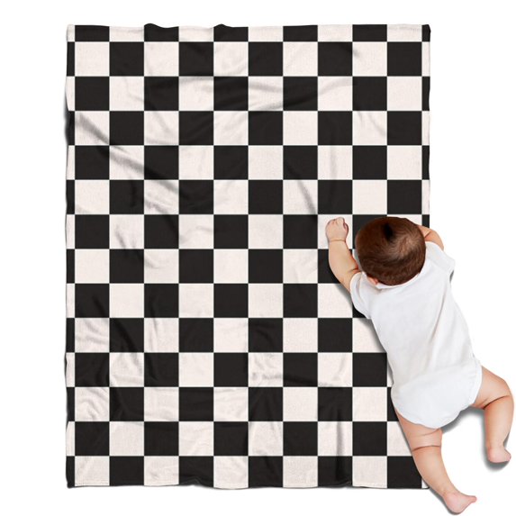 Black and White Checkered Pattern Blanket,Comfortable Soft Flannel Throw Blanket,All Season,Warm Lightweight Blankets for Sofa Bed Couch Living Room Chair,30"x40"