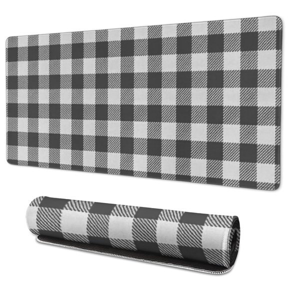 Black and White Checkered Pattern Extended Large Mouse Pad, Keyboard Mouse Pad with Non Slip Base & Stitched Edges, Thick Padded Gifts for Coworkers Family Friends,35.4"x15.7"