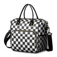 thumbnail image 1 of Black and White Checkered Pattern Insulated Leakproof Lunch Box for Women, Large Lunch Bag for Tween Teen Adult, Loncheras Para Mujer for Work Beach Travel Picnic Camping, 1 of 6