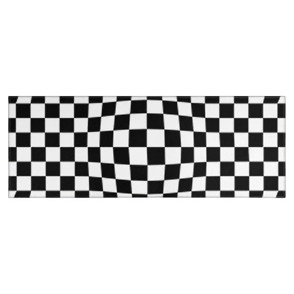 Black and White Checkered Pattern Kitchen Rug Mat,Kitchen Runner Rugs Non Skid Washable,Decorative Kitchen Floor Mats for Kitchen,Sink,Laundry,17"X47"