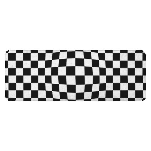 Black and White Checkered Pattern Kitchen Rug Mat,Kitchen Runner Rugs Non Skid Washable,Decorative Kitchen Floor Mats for Kitchen,Sink,Laundry,17"x47.2"
