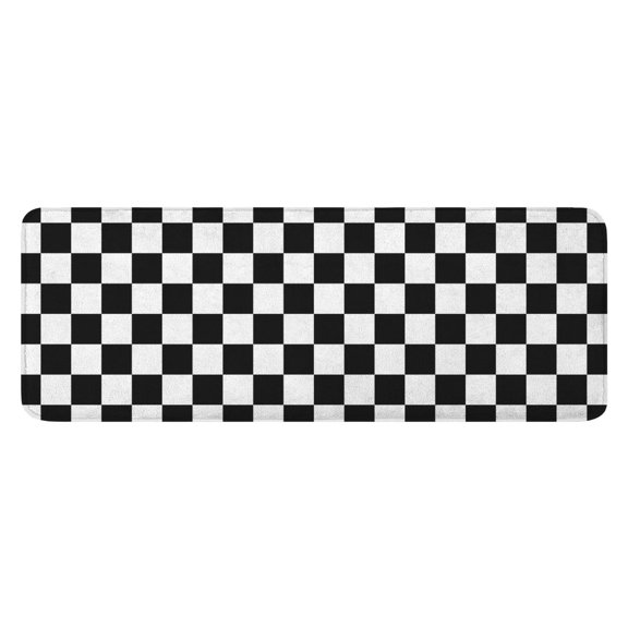 Black and White Checkered Pattern Kitchen Rug Mat,Kitchen Runner Rugs Non Skid Washable,Decorative Kitchen Floor Mats for Kitchen,Sink,Laundry,17"x47.2"