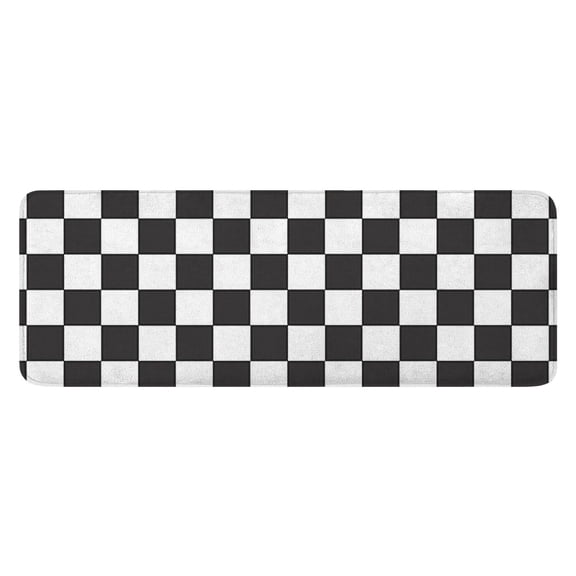 Black and White Checkered Pattern Kitchen Rug Mat,Kitchen Runner Rugs Non Skid Washable,Decorative Kitchen Floor Mats for Kitchen,Sink,Laundry,17"x47.2"